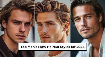 A featured image showcasing three handsome men with different men's flow haircut styles, perfect for 2024. 