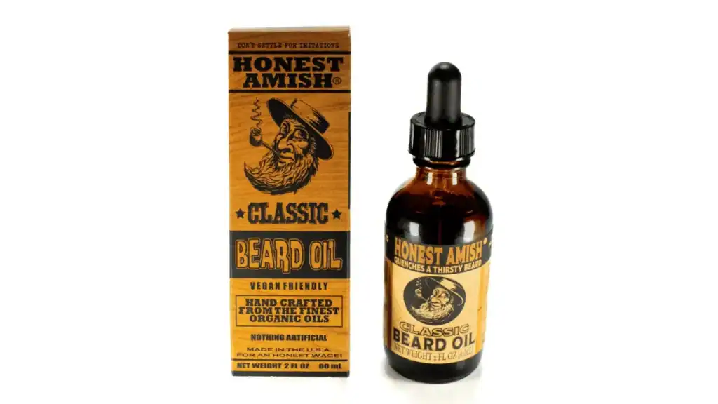 Honest Amish Classic beard oil bottle and packaging
