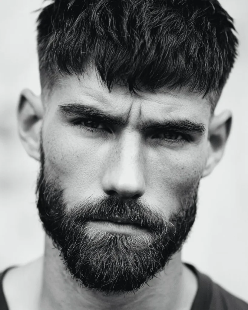 Short beard with fade for men