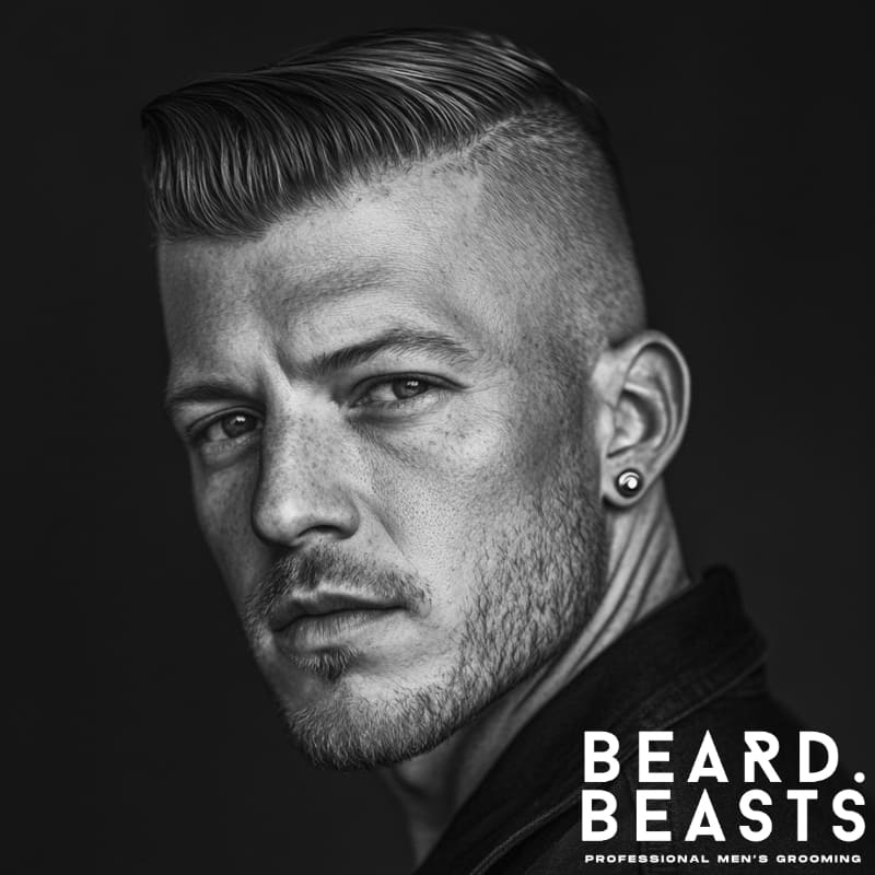 2025 men's hairstyle comparison: Undercut with sharp length contrast (left) vs fade with gradual blending (right), showcasing the difference in side profile techniques for modern cuts