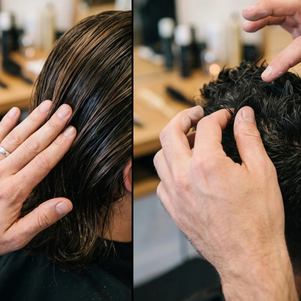 Smooth hair styling compared with finger styling for texture