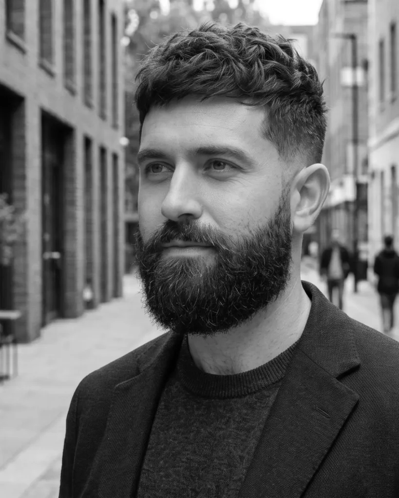 medium natural beard style with minimal shaping and natural growth