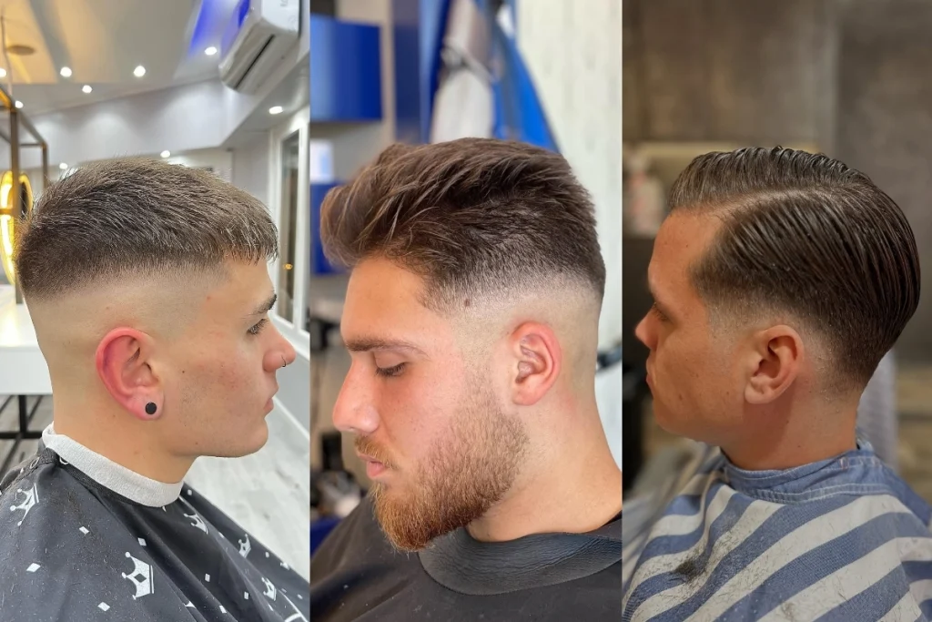 Low mid and high fade comparison showing how far the short section travels up the sides