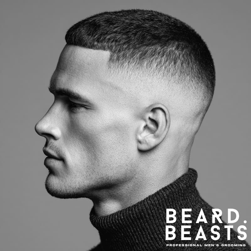 Men's drop fade haircut with clean, gradual fade on the sides and a sharp, defined top. Ideal for those seeking a modern, bold look with a smooth transition.