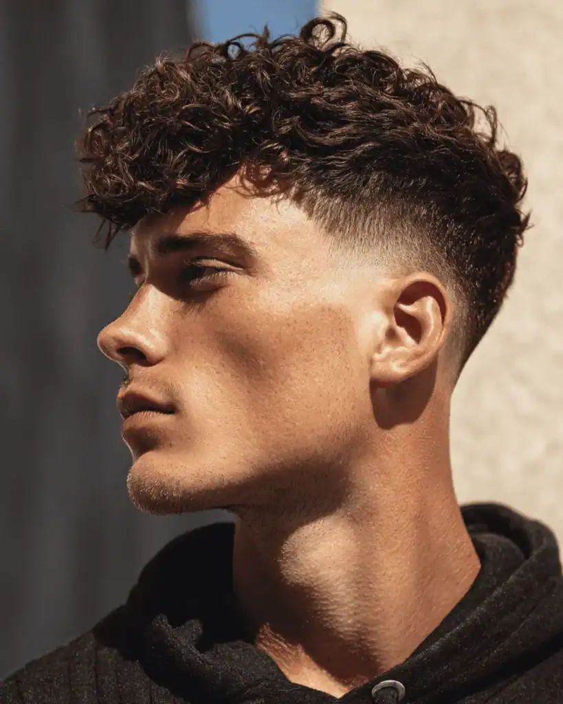 Textured Short Curls with Fade