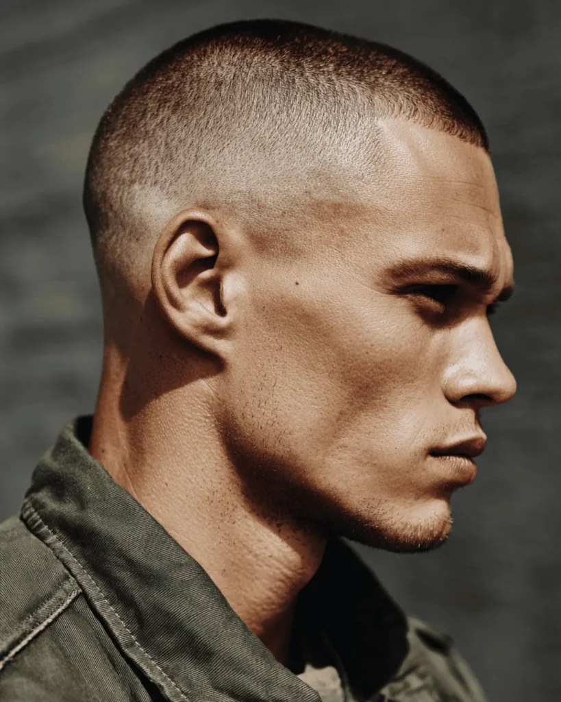 Buzz cut with razor fade