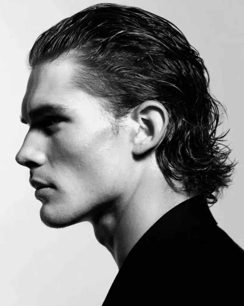 slicked back flow haircut