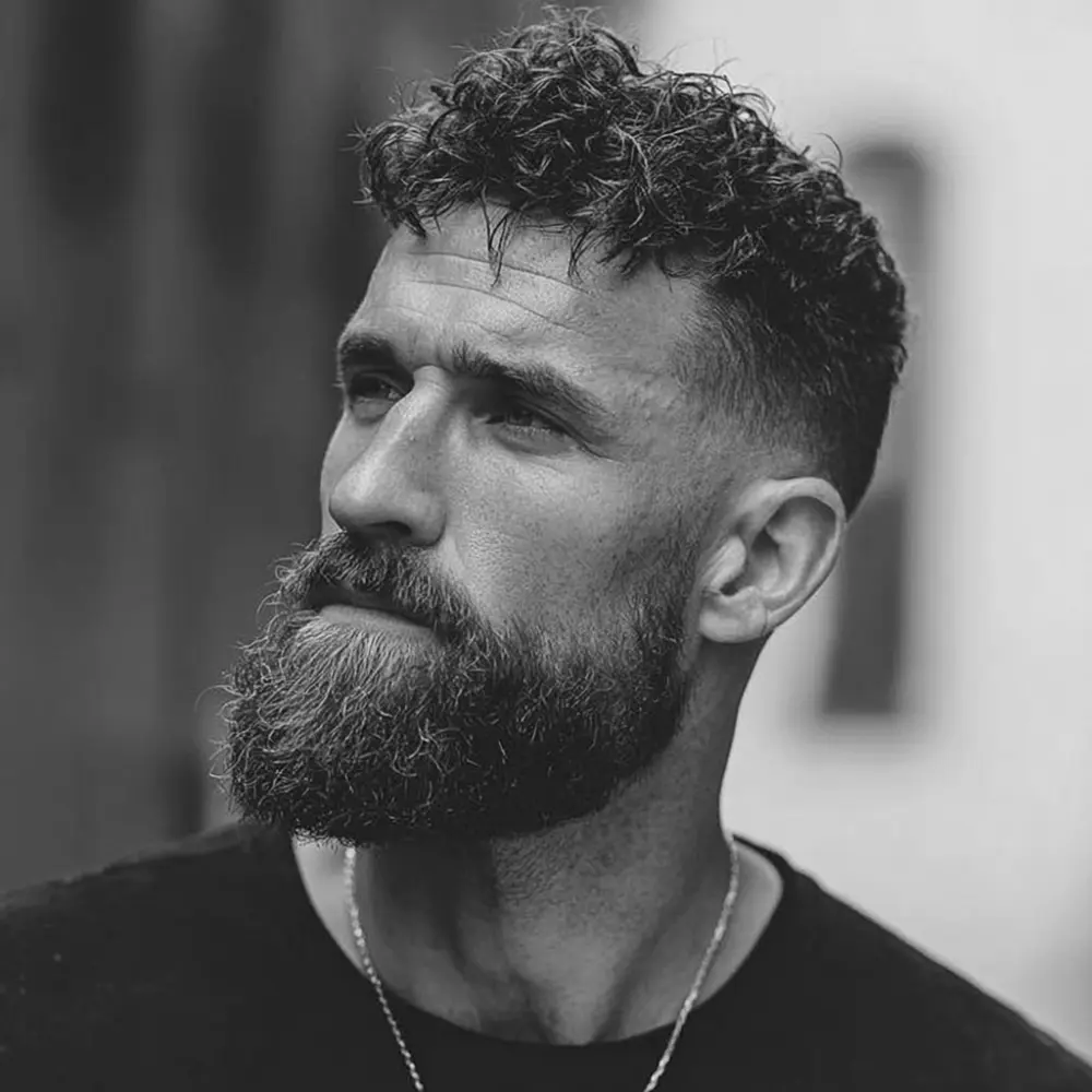 Curly Messy Crew Cut Fade