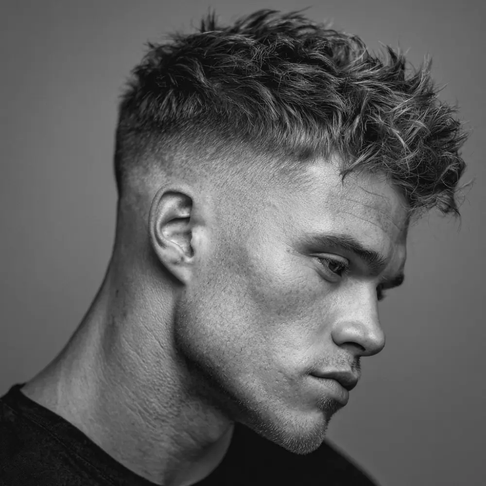 Messy Crew Cut with Drop Fade