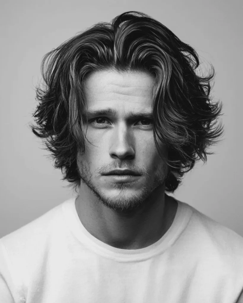 Layered medium flow hairstyle