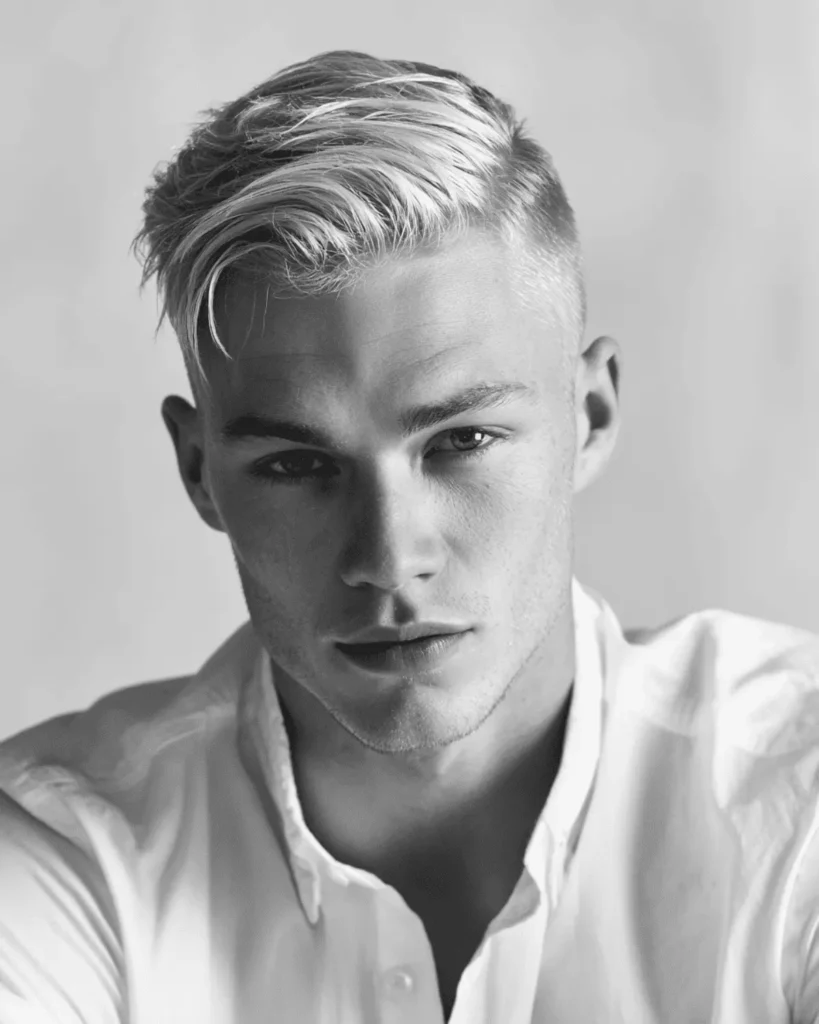 Blonde Hair Comb Over Fade