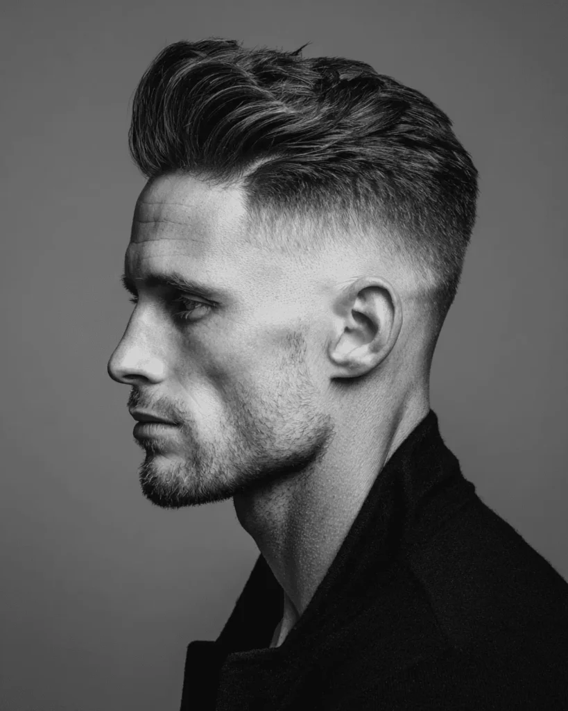Pompadour with High Skin Fade