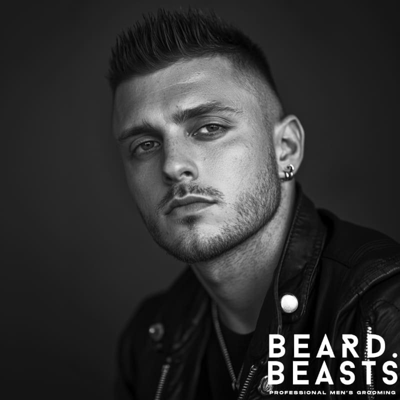 Spiky hairstyle on a man with short straight hair—edgy and defined look that fits modern hairstyles for guys with short straight hair.