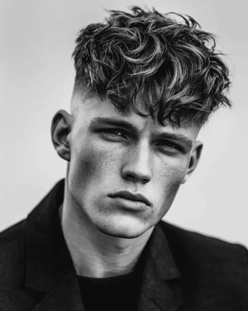 wavy fringe with a skin fade