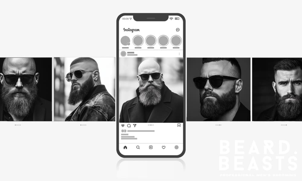 Stylized Instagram beards highlighting unrealistic grooming standards compared to natural beard growth