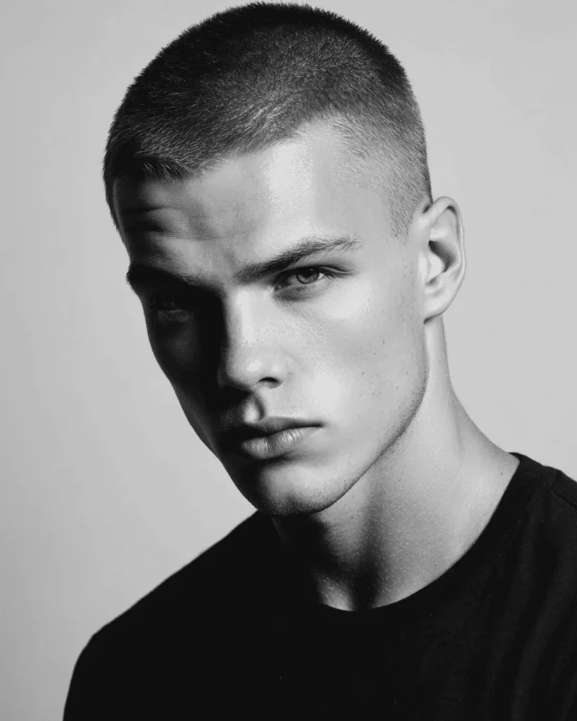 Buzz cut for men with an oval face