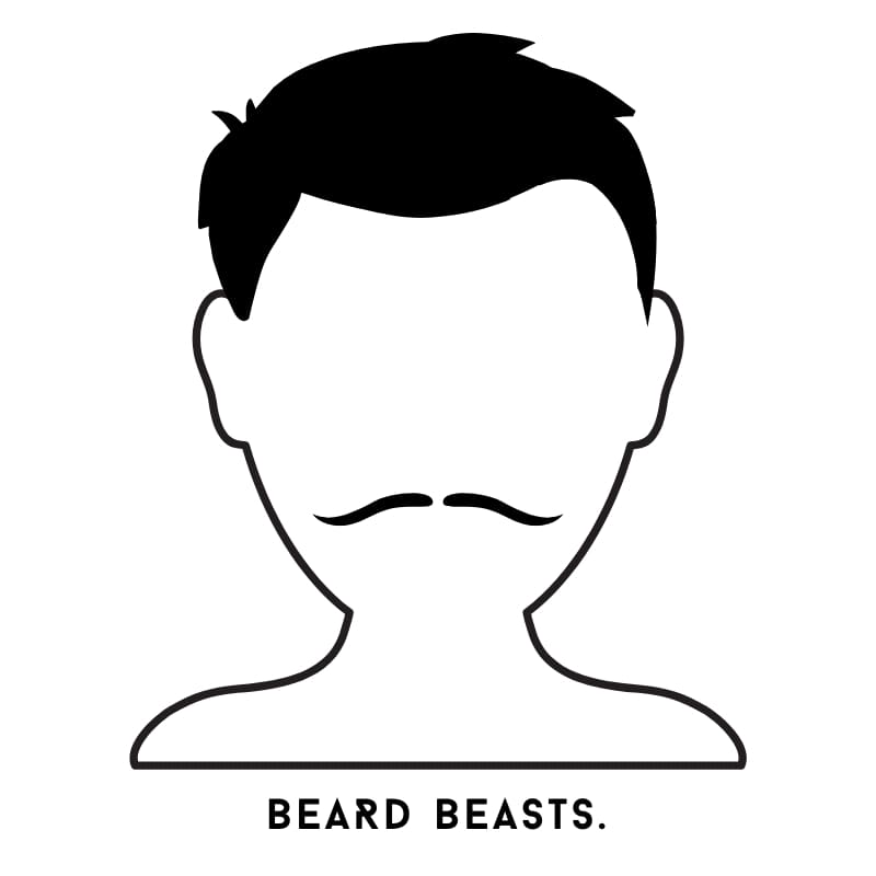 Illustration of the curved pencil mustache style—featuring a thin, arched line that follows the natural curve of the upper lip for a softer, refined appearance.