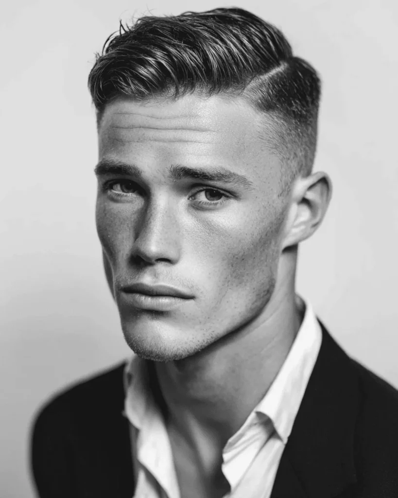 Ivy League haircut for men with an oval face