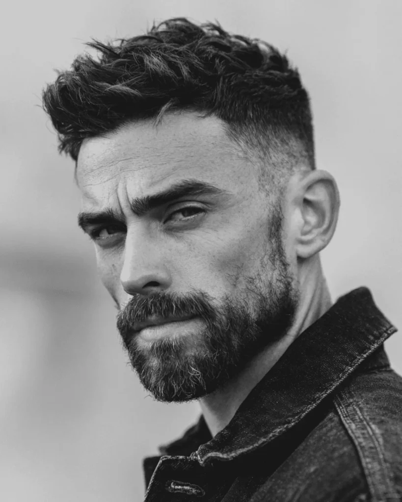 Short quiff for men with an oval face