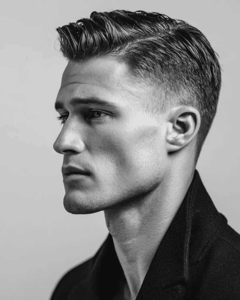 Short side part for men with an oval face