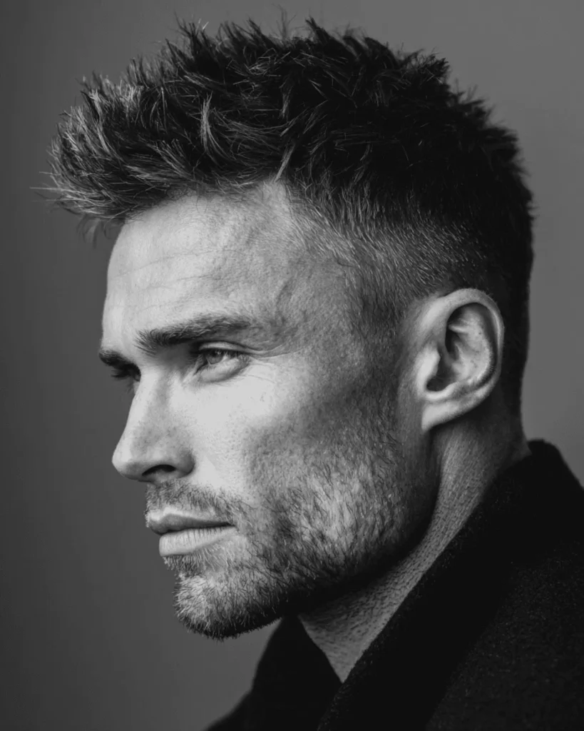 Short spiky hair for men with an oval face