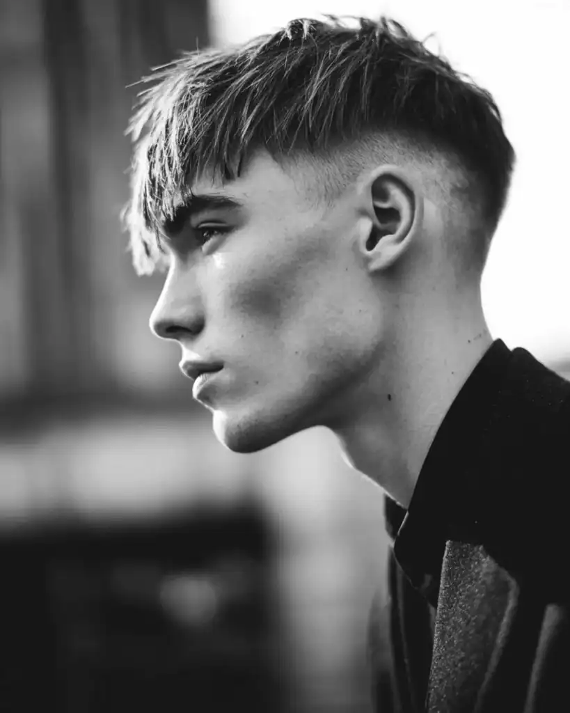 long textured fringe with a drop fade