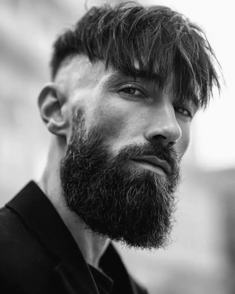 Long Textured Fringe with Beard
