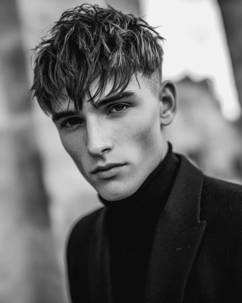 Long Textured Fringe with High Fade