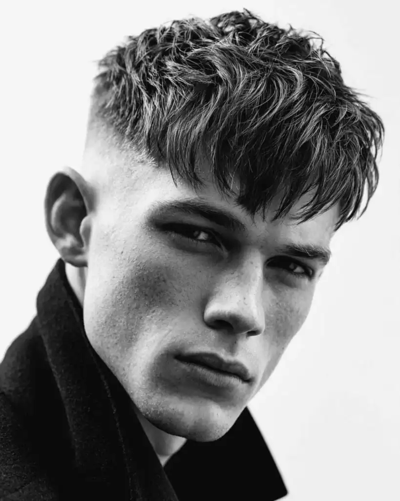 Skin fade textured crop with heavy fringe