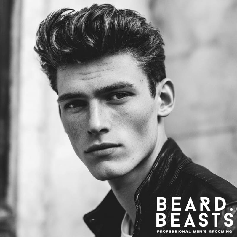 A stylish textured quiff hairstyle for men with a diamond face shape, showcasing volume and sharp lines to enhance facial features. This hairstyle works perfectly for adding structure and definition, making it ideal for men with a diamond-shaped face.