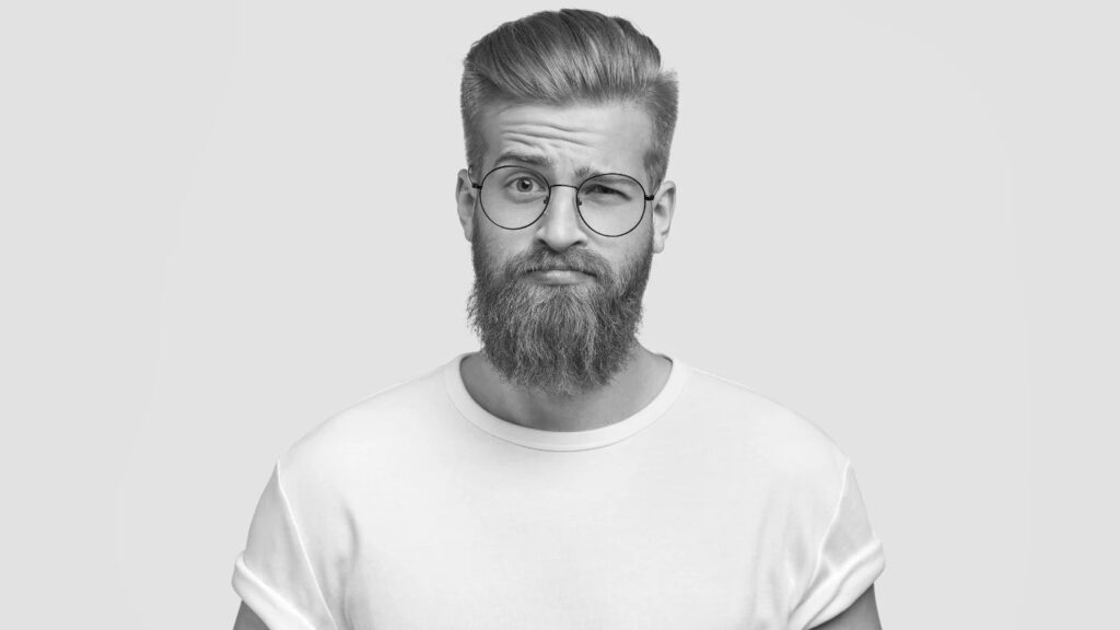 Man with full beard looking puzzled, showing the results of skipping symmetry checks during trimming