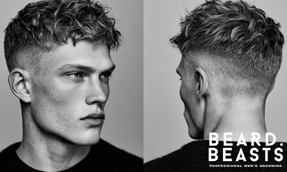 Young man with a short textured haircut and fade, ideal for those looking for a clean, modern look with minimal maintenance.