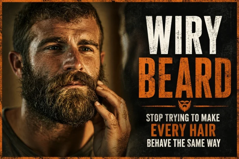 Man with a thick wiry beard and coarse facial hair texture