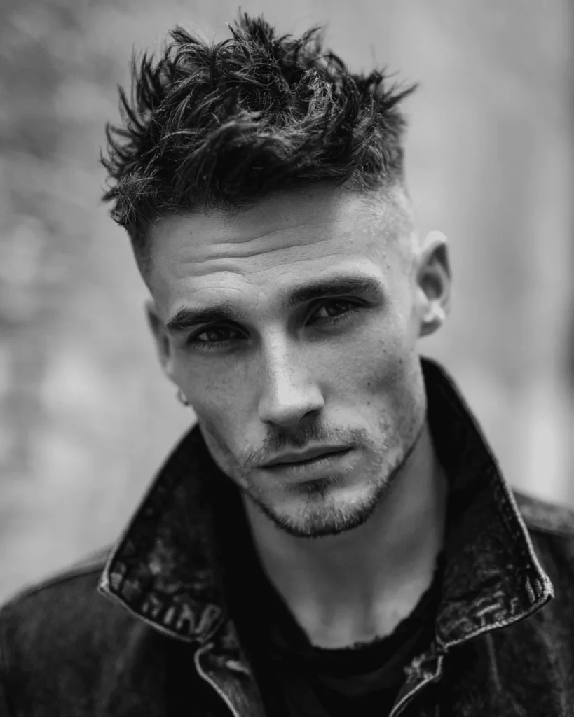 Messy spiky high fade haircut