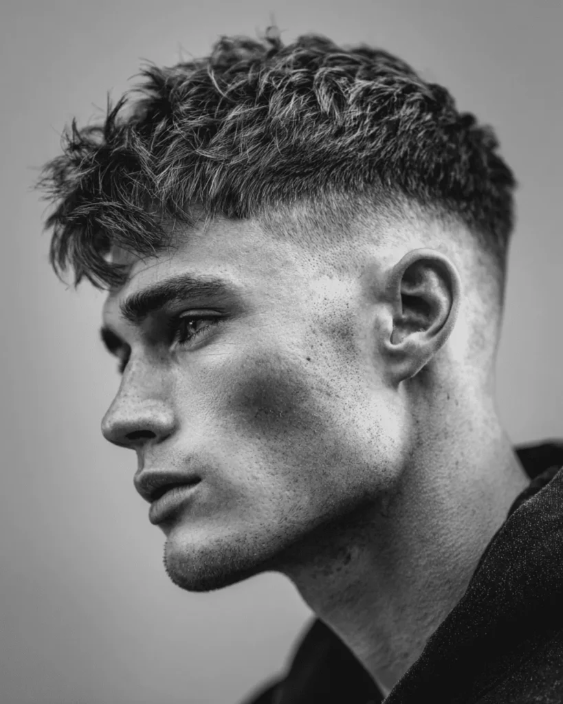 High fade textured crop with drop fade blend and textured top