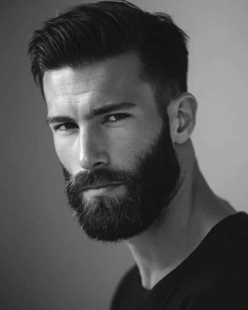 Man with a dark beard and early white hairs through the chin, showing why the first white hairs in a beard can stand out.