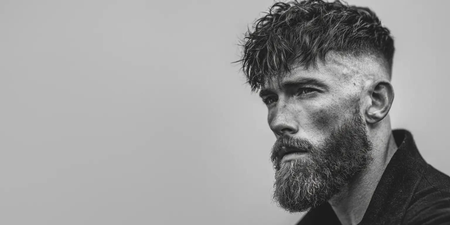 Bearded man with textured hairstyle for Beard Beasts men's grooming and beard care guides