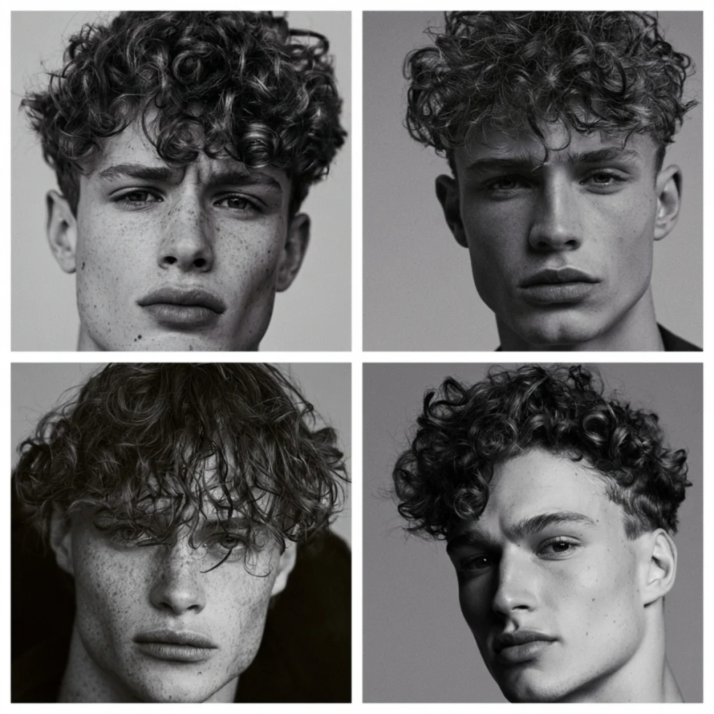 Short curly crop, curly fringe and curly quiff hairstyles