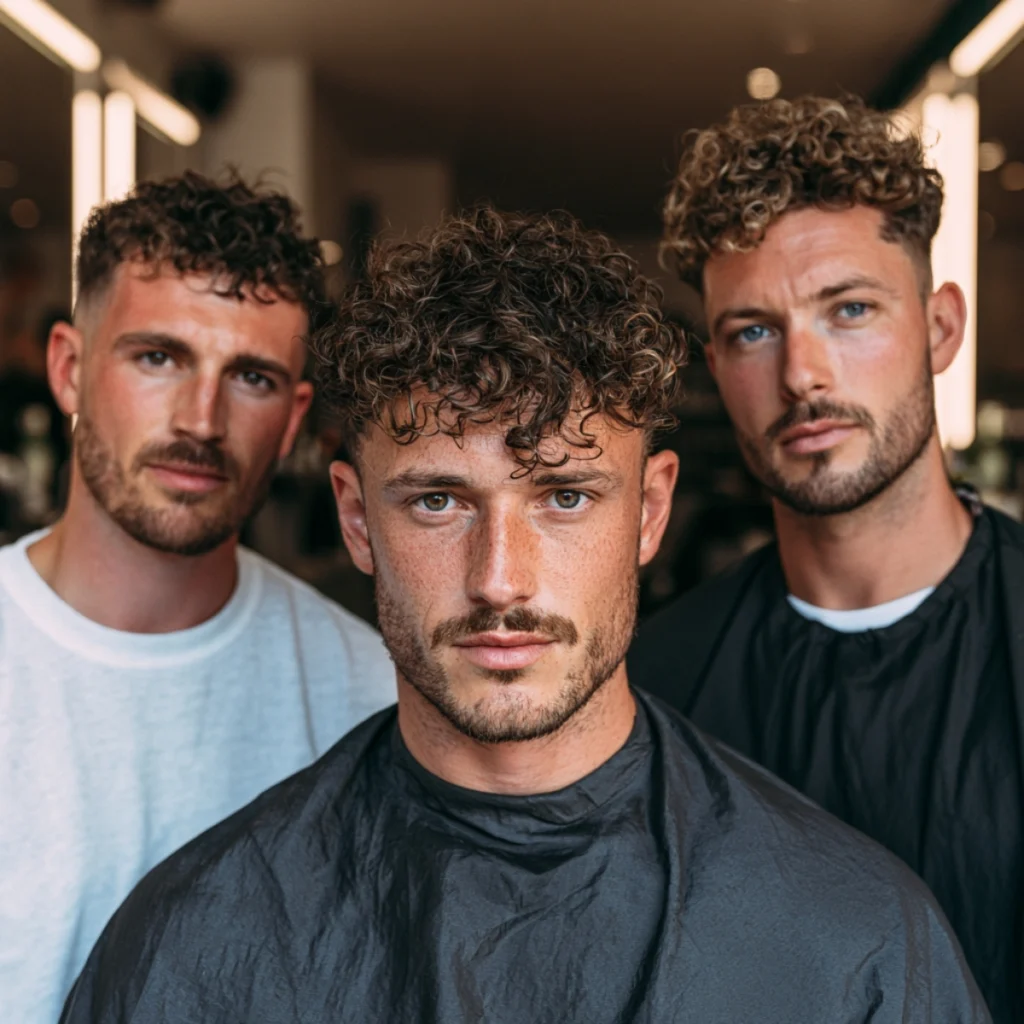 Man choosing between sea salt spray and curl cream for curly hair