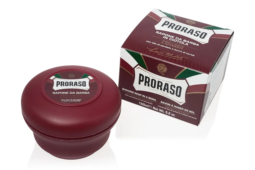 Proraso sandalwood shaving soap in a bowl
